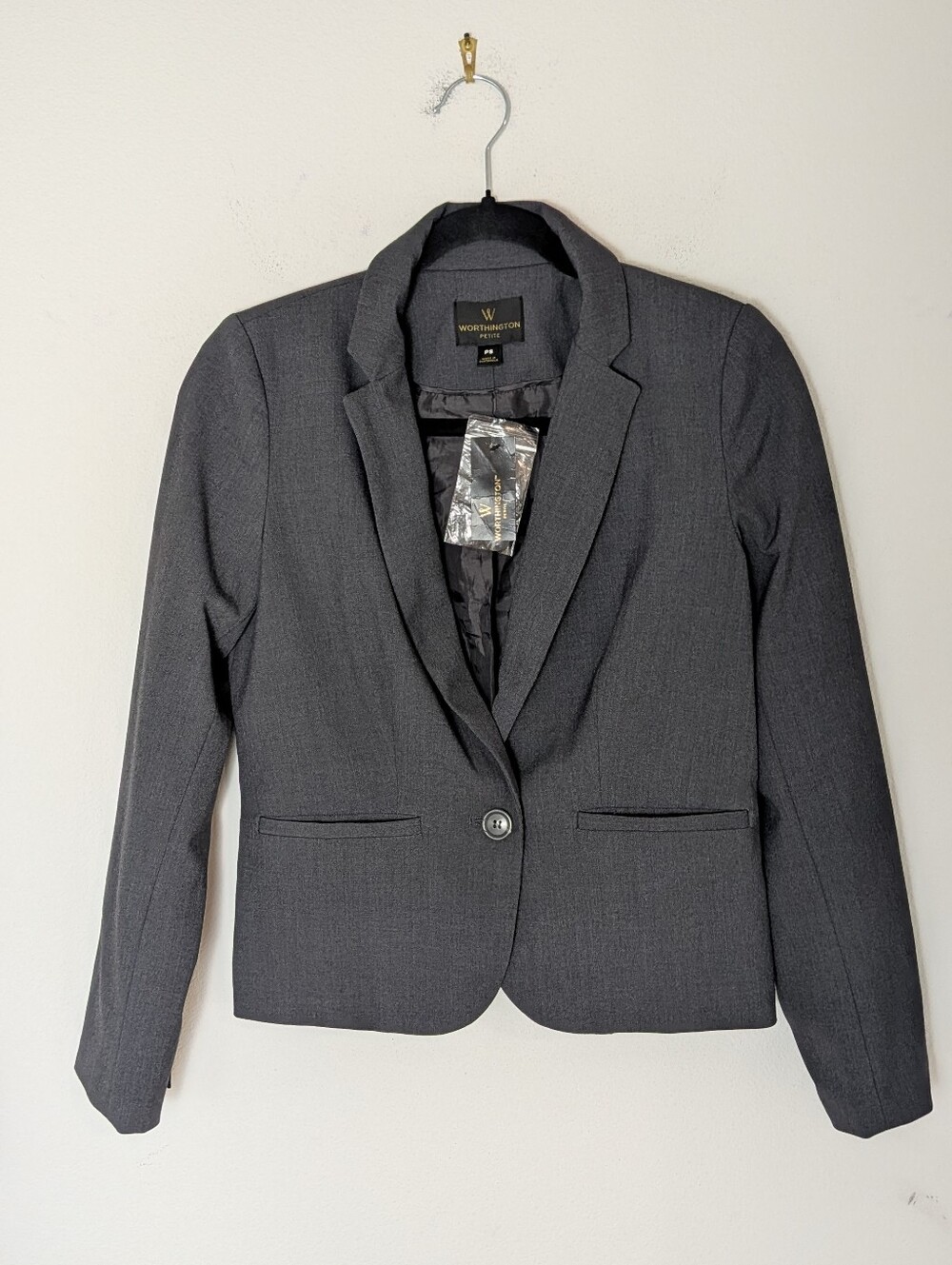 NWT Worthington Women’s Blazer Admiral Grey Size PS Career single button